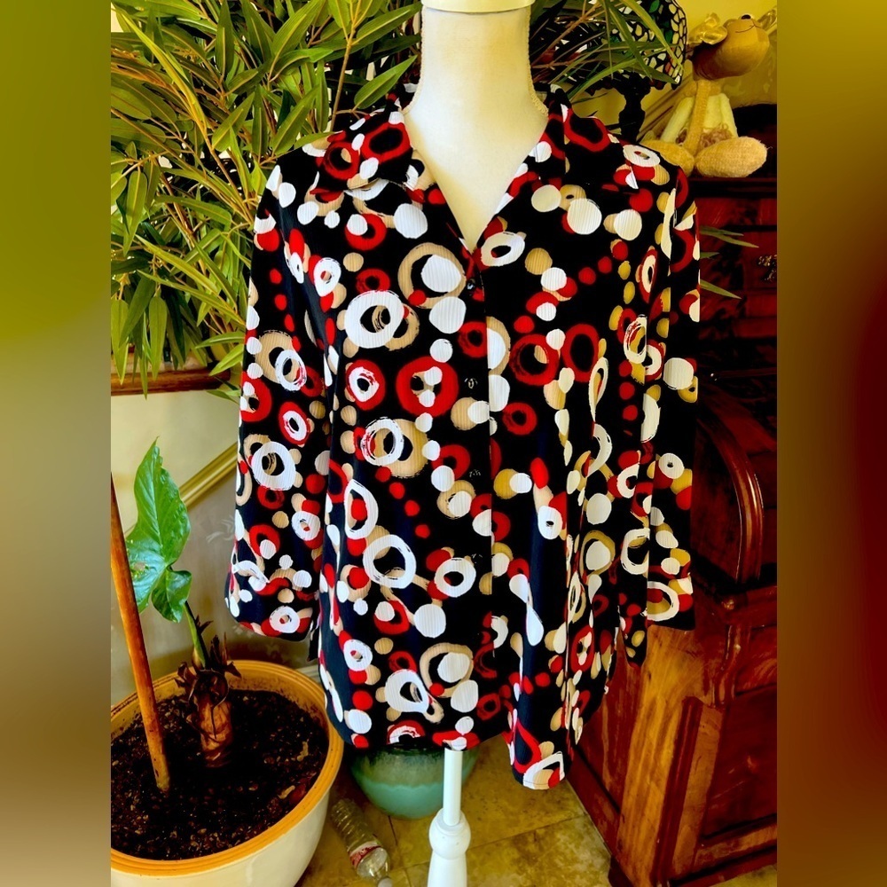 Elementz ladies 34 sleeve blouse button-down NWOT extra large - Picture 3 of 16